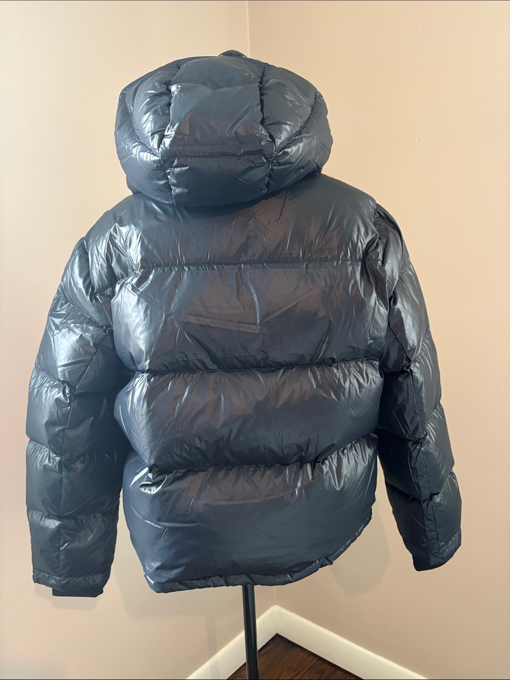 QUINCE Responsible Down Cropped Puffer Jacket Shiny Black Large - Picture 7 of 16